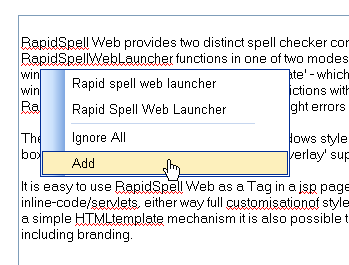 RapidSpell Web Java component