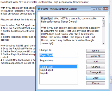 Traditional dialog spell checking