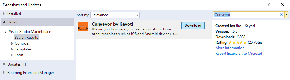 Visual Studio Extension downloads