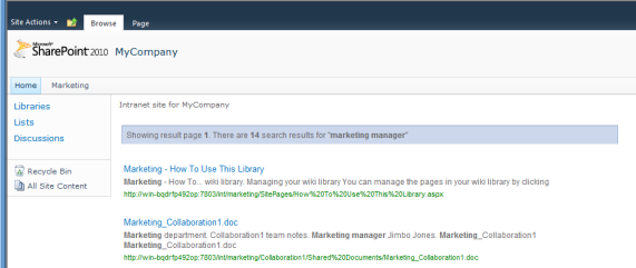 SharePoint Search Results Page