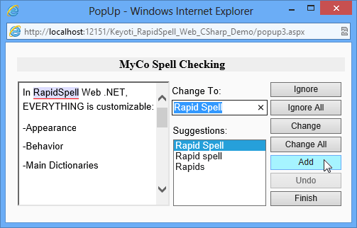 RapidSpell Desktop .NET As-You-Type