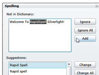 RapidSpell Silverlight control